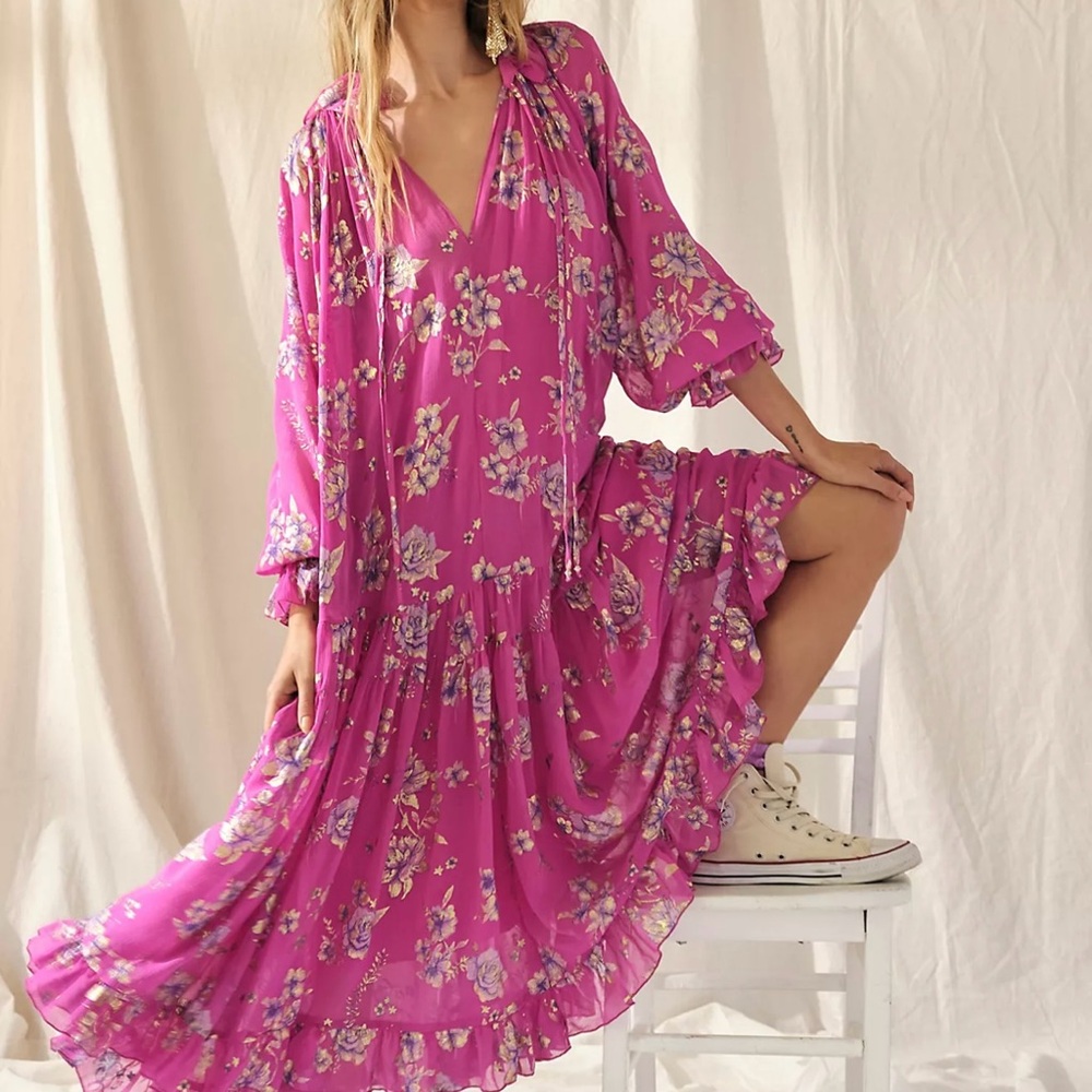 Free People Feeling Groovy Maxi foil Dress NWT